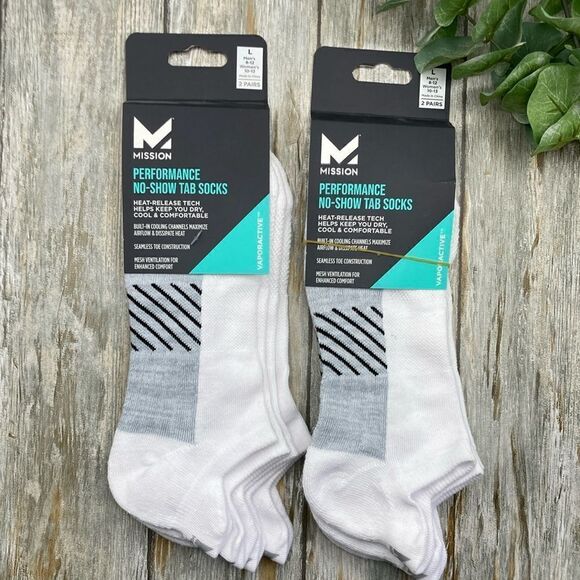 MISSION Unisex Performance Heel Tab, Medium, Black 2,  2-Packs Size L - Picture 1 of 10